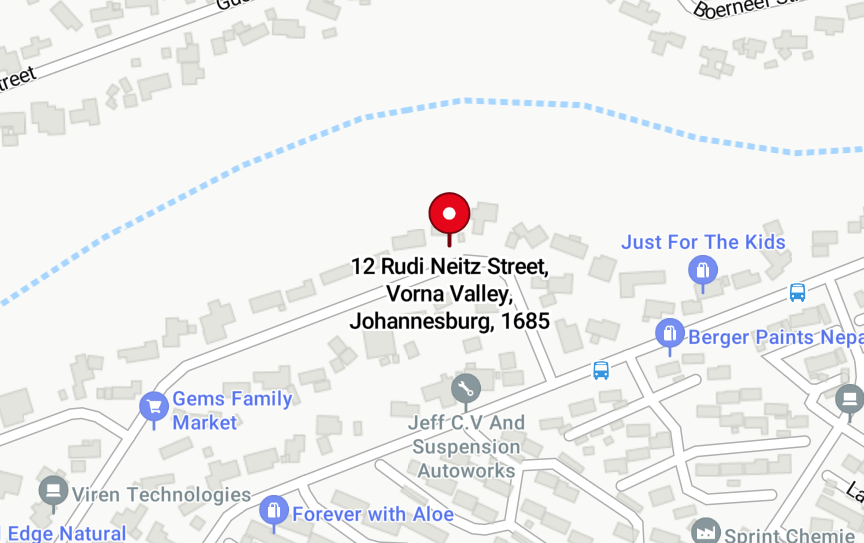 Map showing LINTEK location at 12 Rudi Neitz, Vorna Valley, Midrand
